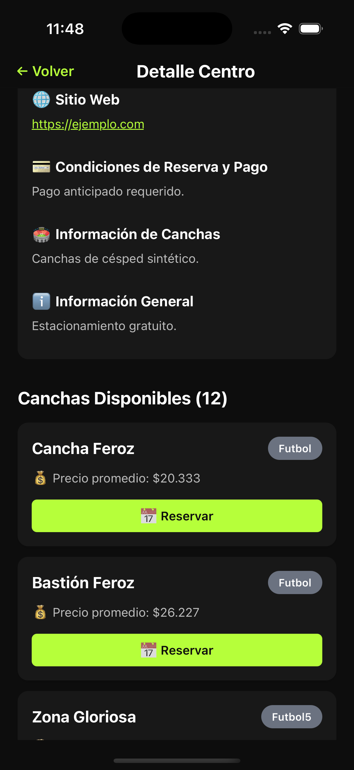 Detalles de cancha